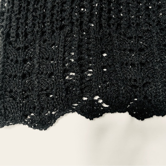 Laura Petites Large Black Crochet Lacey Crop Sweater Wrap Bolero Shrug - Picture 4 of 7